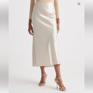 Quince Washable Silk Maxi Skirt (Champagne)